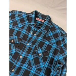 Drysdales Western Shirt Men Large Plaid  Pearl Snap Long Sleeve Cowboy Rodeo